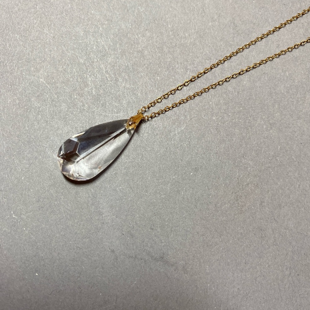 Vintage gold filled crystal drop pendant necklace